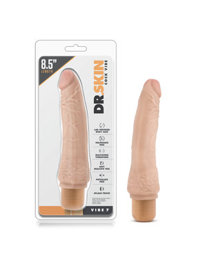 BLUSH NOVELTIES Dr. Skin Cock Vibe 7 Vibrating Dildo 8.5in - Vanilla