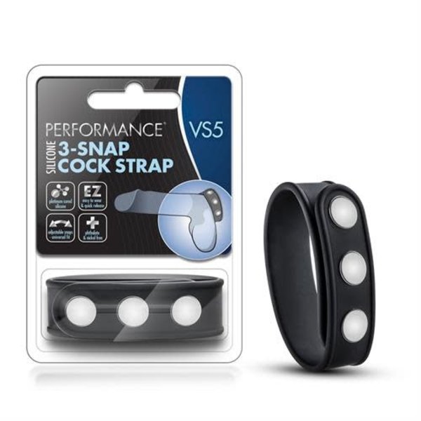 CalExotics Performance VS5 Silicone 3 Snap Cock Strap - Black