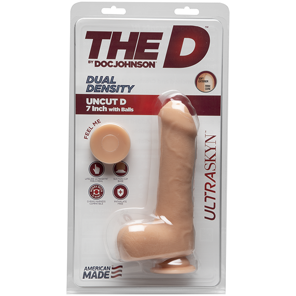 Doc Johnson THE D UNCUT D 7" W/BALLS ULTRASKYN