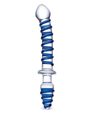 ECN MR SWIRLY DOUBLE END GLASS DILDO & PLUG 10"