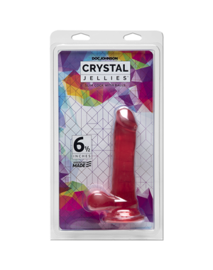Doc Johnson CRYSTAL JELLIES SLIM COCK W/BALLS 6.5"