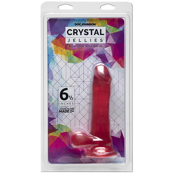 Doc Johnson CRYSTAL JELLIES SLIM COCK W/BALLS 6.5"