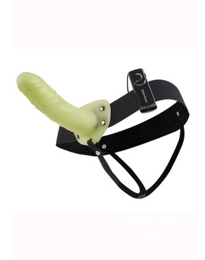 PIPEDREAM PRODUCTS FETISH FANTASY VIBRATING HOLLOW STRAP ON 6" GLOW-IN-THE-DARK