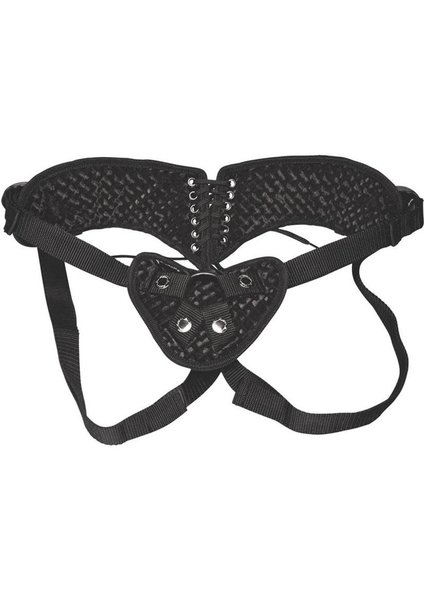 LUX FETISH LUX FETISH DIAMOND VELVET STRAP ON CORSET BLACK