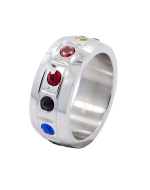  CHUNKY MOLDED RAINBOW STAINLESS STEEL RING, SIZE 06