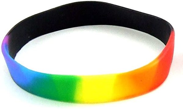 RAINBOW SILICONE RAINBOW & BLACK BRACELET