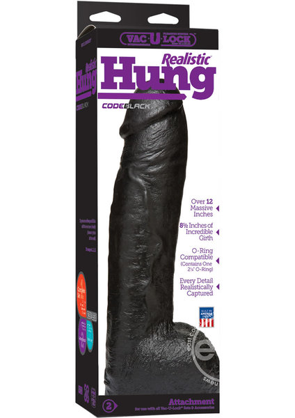 Doc Johnson VAC U LOCK CODEBLACK REALISTIC HUNG 12" BLACK