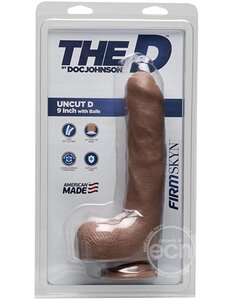 Doc Johnson THE D UNCUT D W/ BALLS FIRMSKYN 9" BROWN