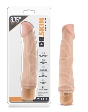 BLUSH NOVELTIES Dr. Skin Cock Vibe 6 Vibrating Dildo 8.75in - Vanilla