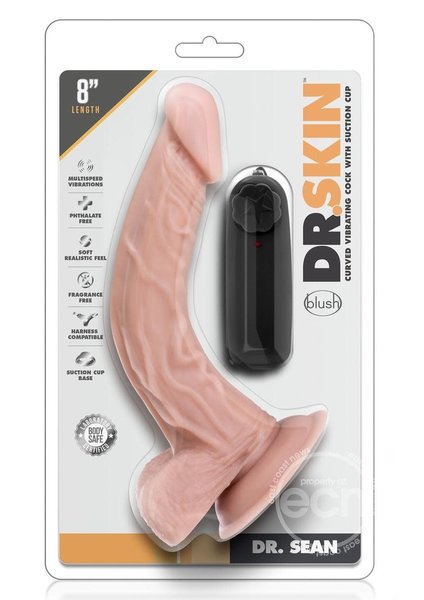 BLUSH NOVELTIES Dr. Skin Dr. Sean Vibrating Dildo with Remote Control 8in - Vanilla