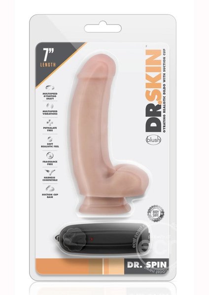 BLUSH NOVELTIES Dr. Skin Dr. Spin Gyrating Dildo with Suction Cup 7in - Vanilla