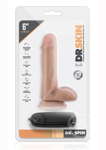 BLUSH NOVELTIES Dr. Skin Dr. Spin Gyrating Dildo with Suction Cup 6in - Vanilla