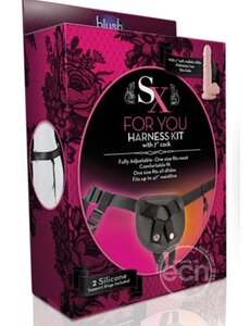 BLUSH NOVELTIES SX FOR YOU BLACK HARNESS KIT W 7" COCK