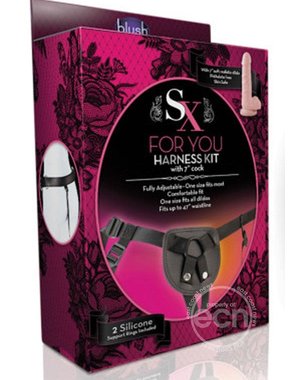 BLUSH NOVELTIES SX FOR YOU BLACK HARNESS KIT W 7" COCK