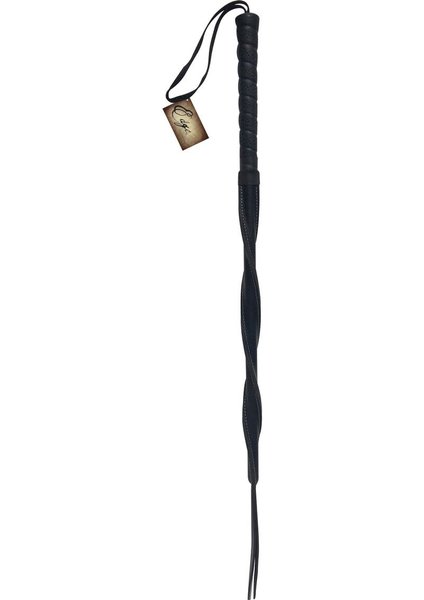 SPORTSHEETS EDGE TWISTED LEATHER WHIP 27.5 INCHES LONG