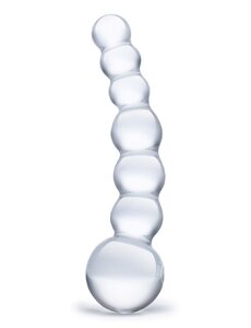 Electric Novelties CURVED GLASS BEADED DILDO 5"