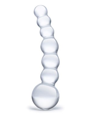 Electric Novelties CURVED GLASS BEADED DILDO 5"