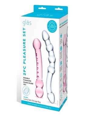 GLAS DOUBLE PLEASURE GLASS DILDO SET 2PC