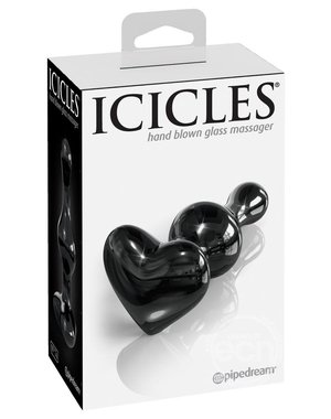 PIPEDREAM PRODUCTS Icicles No 74 Heart Shaped Glass Plug Black 3.1 Inch