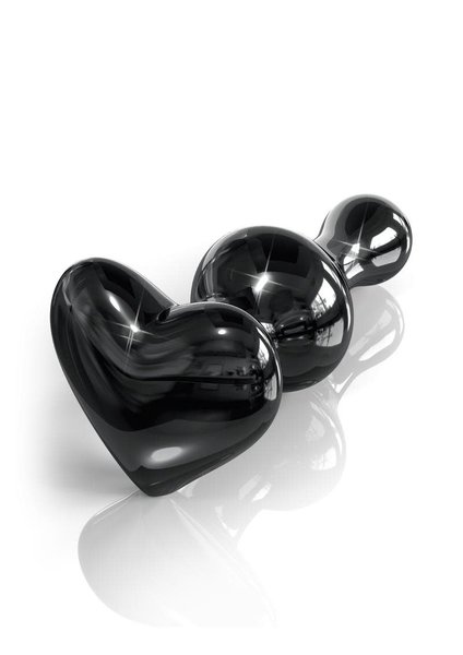 PIPEDREAM PRODUCTS Icicles No 74 Heart Shaped Glass Plug Black 3.1 Inch