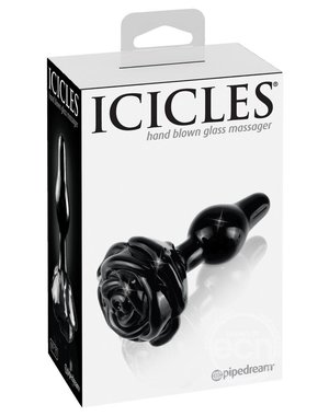 PIPEDREAM PRODUCTS Icicles No 77 Glass Anal Plug Black 2.4 Inch