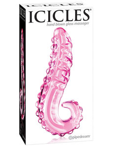 PIPEDREAM PRODUCTS ICICLES No24 TEXTURED GLASS DILDO 6inch PINK