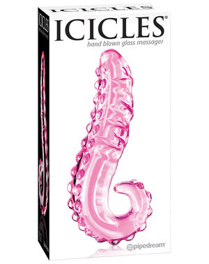 PIPEDREAM PRODUCTS ICICLES No24 TEXTURED GLASS DILDO 6inch PINK