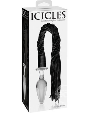 PIPEDREAM PRODUCTS ICICLES NO 49 GLASS ANAL PLUG WITH FLOGGER