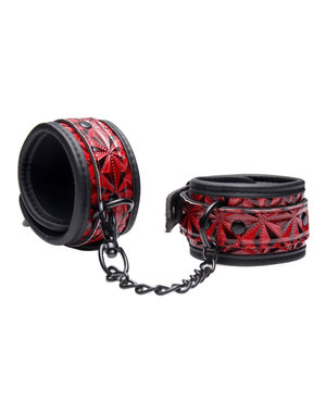 XR Brands MASTER SERIES CRIMSON TIED CUFFED EMBOSSED WRIST CUFFS