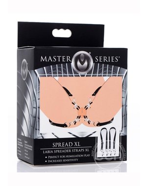 XR Brands Master Series Spread Labia Spreader - Straps XLarge - Black