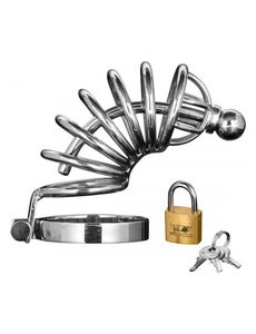 XR Brands MASTER SERIES ASYLUM 6 RING LOCKING STAINLESS STEEL CHASITY CAGE