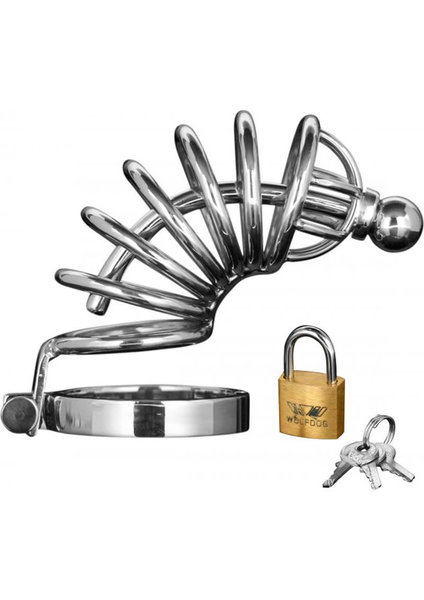 XR Brands MASTER SERIES ASYLUM 6 RING LOCKING STAINLESS STEEL CHASITY CAGE
