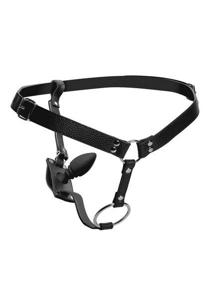 XR Brands STRICT MALE HARNESS WITH SILICONE ANAL PLUG
