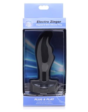 XR Brands ZEUS ELECTRO ZINGER RIPPLED E STIM SILICONE PLUG