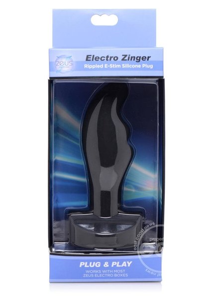 XR Brands ZEUS ELECTRO ZINGER RIPPLED E STIM SILICONE PLUG
