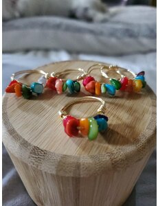  RAINBOW STONE WIRE RING