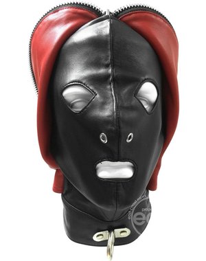 ROUGE GARMENTS ROUGE LEATHER FLY TRAP ADJUSTABLE MASK BLACK & RED