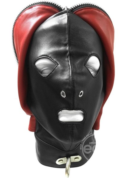 ROUGE GARMENTS ROUGE LEATHER FLY TRAP ADJUSTABLE MASK BLACK & RED