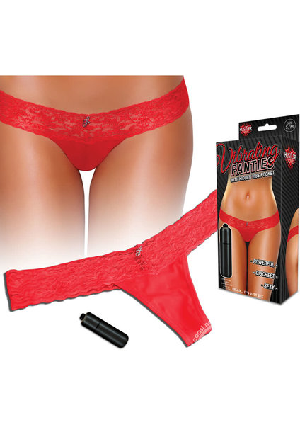 HUSTLER PANTY, HUSTLER, VIBRATING LACE,RED,M/