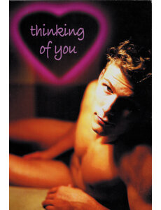  VALENTINE CARD-GUY LOOKING W/ HART HALO, THINKING OF YOU