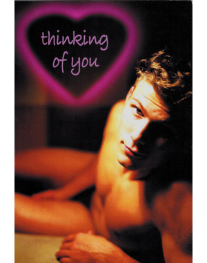  VALENTINE CARD-GUY LOOKING W/ HART HALO, THINKING OF YOU