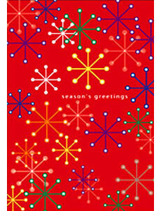  X-MAS CARD SNOWFLAKES ON RED