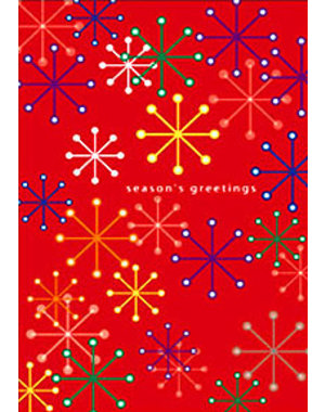  X-MAS CARD SNOWFLAKES ON RED