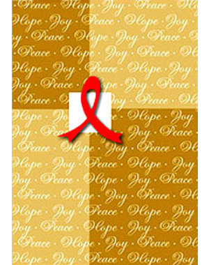  X-MAS CARD RED RIBBON ON GOLD
