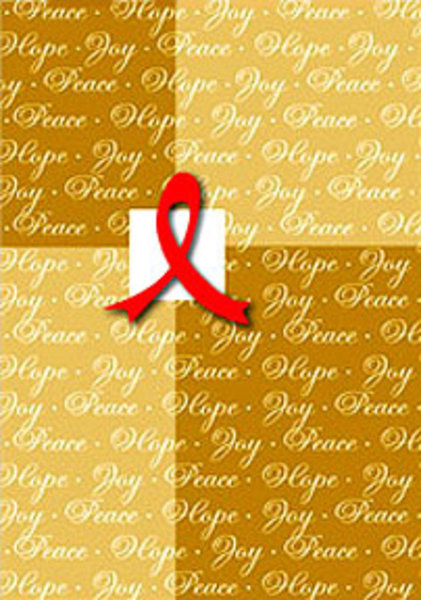 X-MAS CARD RED RIBBON ON GOLD
