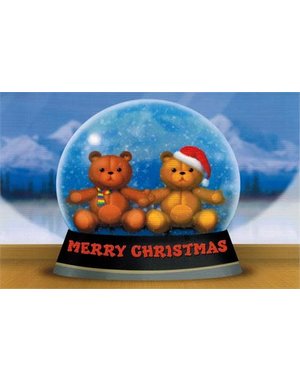 10% PRODUCTIONS X MAS CARD SNOW GLOBE W/ TEDDY BEARS
