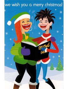 10% PRODUCTIONS X-MAS CARD 2 WOMEN SINGING, WE WISH YOU A MERRY CHRISTMAS!