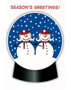 10% PRODUCTIONS X MAS CARD-SNOW WOMAN SNOWGLOBE, SEASONS GREETINGS!