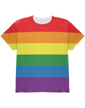  ADULT CREW PRIDE FLAG RAINBOW/ BACK IS WHITE