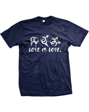 RAINBOW LOVE IS LOVE NAVY T-SHIRT SIZE SMALL